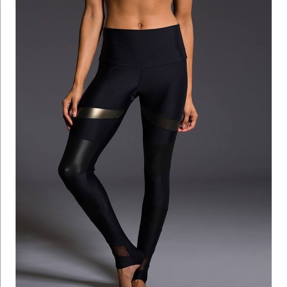 Onzie HR Leggings Black/Mesh/Bronze Panel XS